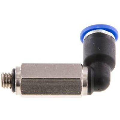 3mm x M 5 90 graden L-verbinding Messing/PA 66 Insteekfitting Buitendraad Lange Huls Draaibaar NBR [2 Stuks]