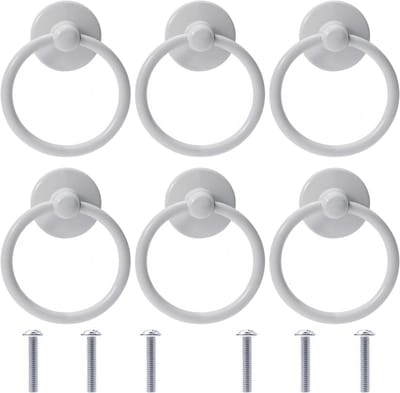 Antieke Ring Handgrepen Set van 6 voor Lades en Kasten - Vintage Metaal Knoppen voor Keuken en Kledingkast