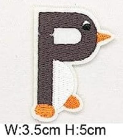 Strijk Embleem Alfabet Patch - Letter P - Dieren - 3,5 x 5 cm - Letters Stof Applicatie - Geborduurd - Strijkletters - Patches - Iron On