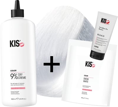 Snow white set LARGE 9 + NY blondeerpoeder | KIS - (500gr snowwhite & 1L waterstofperoxide& 250ml no yellow shampoo)
