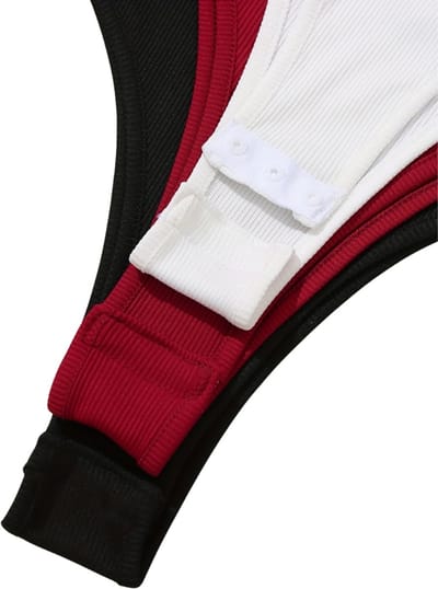 Bovista Bodysuit Dames - Jumpsuit - Corrigerend Ondergoed - Body plunge - Lingerie - Setje Vrouwen - 3 Pcs - Zwart/Wit/Rood - Maat S