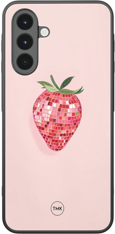 Hoesje geschikt voor Samsung Galaxy A17 - Disco aardbei - Roze - TPU case - Print - Hardcase zwart telefoonhoesje