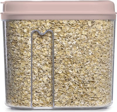 Plasticforte Voedselcontainer strooibus - transparant/lichtroze - 1000 ml - kunststof - 15 x 8 x 14 cm - voorraadpotten