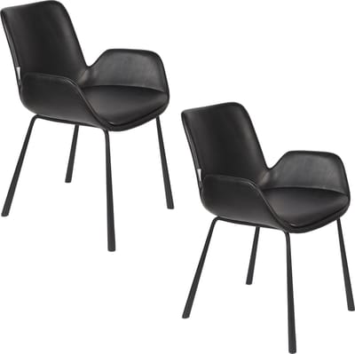 Zuiver Brit LL Eetkamerstoelen Armleuning Zwart - Set van 2
