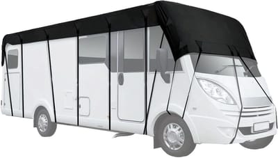 Beschermhoes - Dakbedekking Caravan - Buiten Opslag - Waterdicht UV-werend - 197 x 118 inch - Zwart