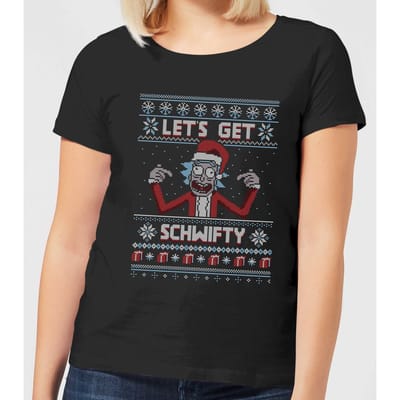 Rick and Morty Kerstmis Lets Get Schwifty Dames T-Shirt - Zwart - S