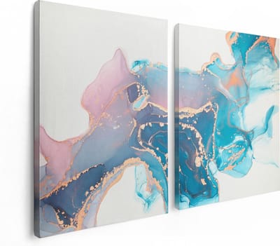Artaza Canvas Schilderij Tweeluik Abstracte Kunst van Marmer - 120x80 - Foto Op Canvas - Canvas Print