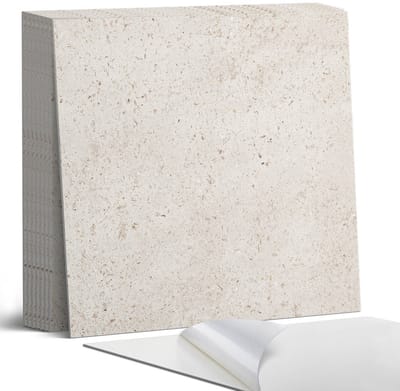 Coloray Plaktegels - Steenachtige textuur Portugese Tegels - 30 cm x 30 cm - Romig Plaktegels - 9 stuks - Vierkant PVC Tegels - Plaktegels Keuken - Zelfklevende Vloertegels - Vinyltegels Vloer Zelfklevend - Zelfklevende Tegels