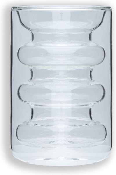 Intirilife dubbelwandig thermoglas - stijl met groeven - 190 ml inhoud - Mondgeblazen geïsoleerd voor latte macchiato, als theeglas of koffieglas met handvat