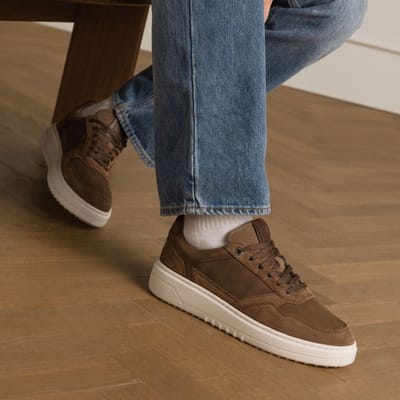No Stress - Heren - Bruine nubuck sneakers - Maat 41