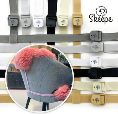 Bevestigings elastiek schapenvacht - Fauteuil Stoel Bevestiging - Vachtspanner - Verstelbaar - Zwart