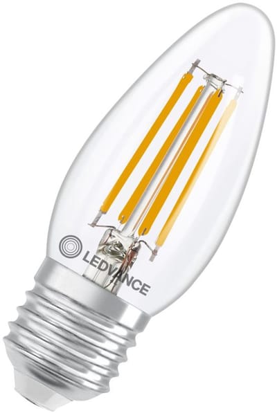 Ledvance LED Lamp B35 Filament E27 - 3.4W 470lm 2700K Ø35mm - Dimbaar - Geschikt voor wandlampen, kroonluchters, horeca