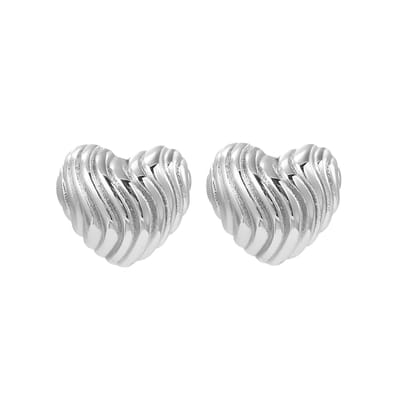 Oorbellen Wave Heart - Zilverkleurig | 1,5 x 1,4 cm | Bijoux/Messing | Hart Oorknopjes | Fashion Favorite