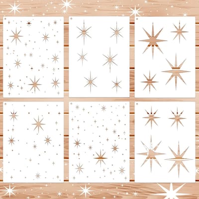 Dailygoods- Sterstencil Set van 6 - Herbruikbare Sjablonen - Schilderen op Hout/Stof - Creatieve Wanddecoratie - Twinkle Sterrenpatronen - Geschikt voor Feesten - Schilderstencil