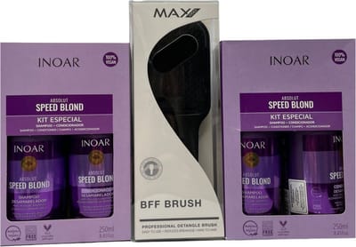 2 X Inoar Speed Blonde zilver shampoo en conditioner ( 2 x 250 ML ) PRO BFF BRUSH