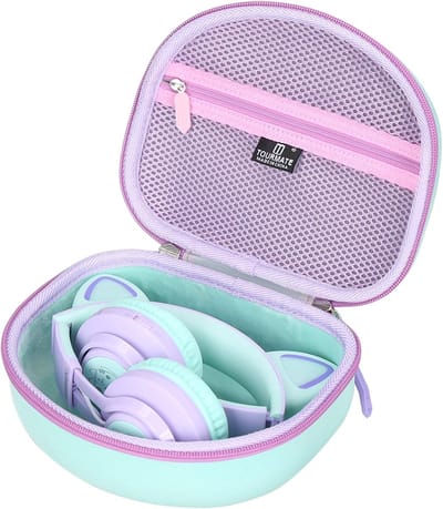 Harde Hoes - Draagbare Case - Hoofdtelefoon Bescherming - Waterdicht Krasbestendig - 19.9 x 17.2 x 11.9 cm - Paars Groen