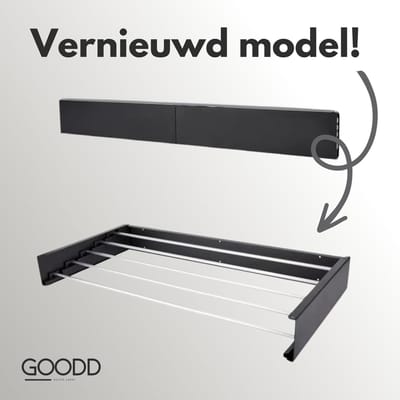 GOODD® - Droogrek - Wasrek - Wanddroogrek - Verbeterd model - Zwart - Rvs - Inklapbaar - 400 cm