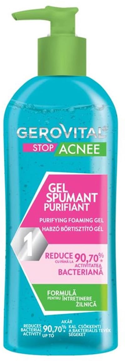 Gerovital Stop Acnee Gel Reiniging Gezicht 150 ml - Schuimende Gezichtsreiniger met Salicylzuur - Voor Vette & Acnegevoelige Huid - Reinigt Poriën - Sebumcontrole