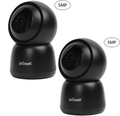 ieGeek Beveiligingscamera binnen - 5MP Ultra HD - Huisdiercamera met app - Beveiligingscamera's - Wifi Camera APP - Volgt beweging en geluidsdetectie - Bewakingscamera - 2.4/5 GHz - 2 Stuks - Zwart