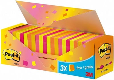 Notitieblaadjes - Zelfklevende memo's - Berichten achterlaten - Milieuvriendelijk papier - 24 blokken 100 vellen - Meerdere kleuren