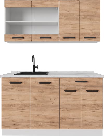 Vicco R-Line Eenpersoonskeuken – 140 cm WB Antraciet Eik goud/wit