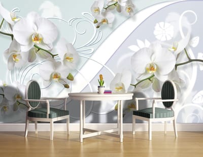 Orchid Flowers Pattern Photo Wallcovering