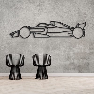 Formule 1 auto - Raceauto - Wanddecoratie - XXL 95x22cm - Mat zwart mdf - Poster - Cadeau - Max Verstappen - Red Bull Racing - Zandvoort - Spa