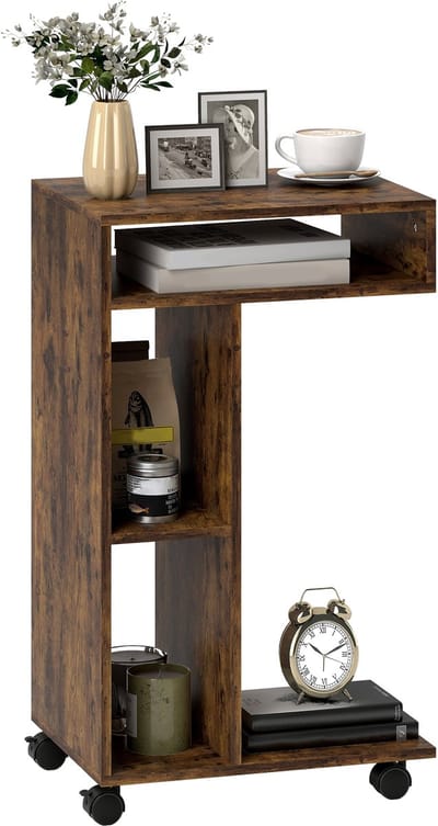 HOMCOM bijzettafel - tafel - 40B x 30T x 69H cm - rustiek bruin