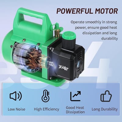 Vacuümpomp en Manifold Manometer Set voor Airco Onderhoud - Inclusief Slangen en Adapters