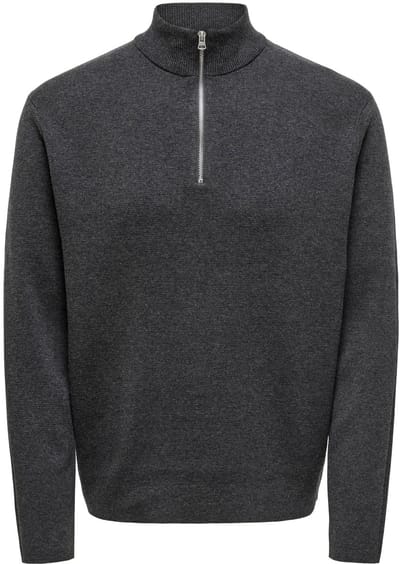 Only & Sons Ting Life Reg Half Zip Knit - Heren Sweater - Dark Grey Melange
