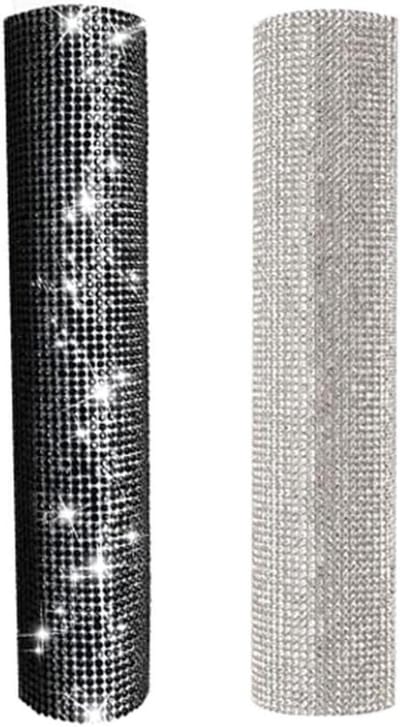 Microfoon Handgreep Hoes - Microfoon Mouw - Optreden Verbeteren - Met Strass Versierd - 2 stuks - Zwart Zilver