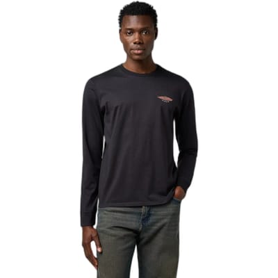 Wrangler Americana Regular Fit T-shirt Met Lange Mouwen Zwart XL Man