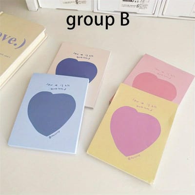 4 sets/200 feuilles Bloc-notes Couleur Macaron Lettre d'Amour, Bloc-notes non adhésif, Bloc-notes pour étudiant, Bloc-notes, Matériel de décoration pour grand livre A gray