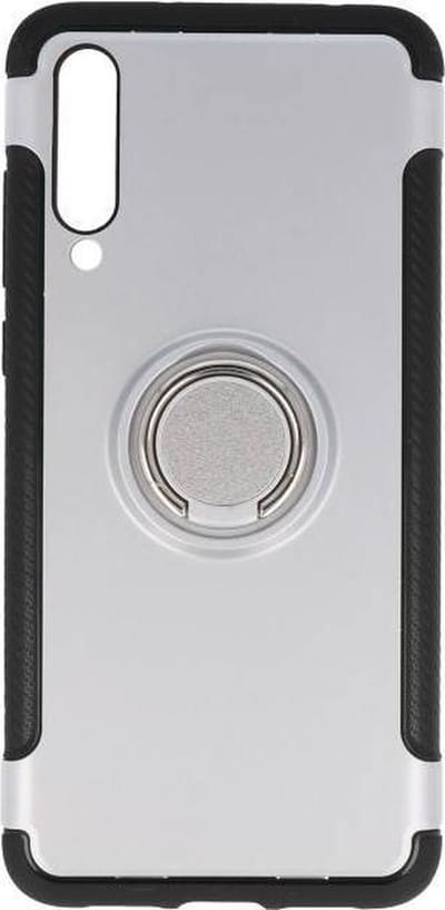 Pantser TPU Hoesje Ring Houder - Hoesje Geschikt voor Huawei P20 Pro Zilver