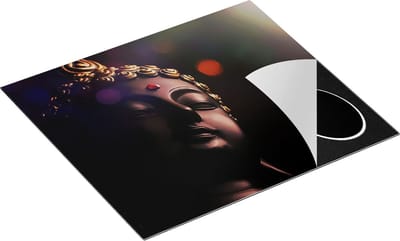Chefcare Inductie Beschermer Boeddha Beeld met Gouden Sierraden - 60x50 cm - Afdekplaat Inductie - Kookplaat Beschermer - Inductie Mat