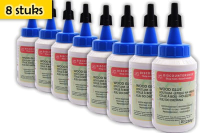 Houtlijm 2000 ml 8 stuks in de verpakking- Montagekit houtlijmen - Lijm voor hout 250 ML per tube