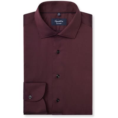OLYMP Signature Overhemd, Tailored Fit, Signature Kent, Bordeauxrood