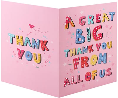 Dailygoods- Bedankkaart Jumbo 40x27 cm - Extra Grote Bedankkaart - Bedankkaart met Envelop - Roze - Karton - Perfect voor Waardering - Waarderingskaart