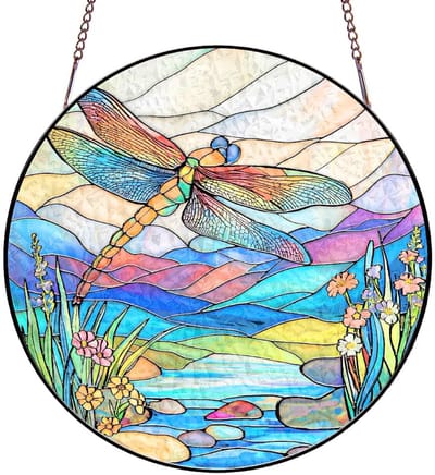 Dailygoods - Ronde Acryl Suncatcher met Libelle Ontwerp voor Raamdecoratie