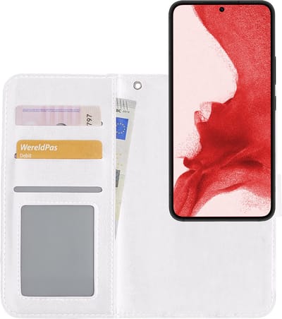 Hoesje - 2 in 1 - Geschikt voor Samsung Galaxy S22 Plus - Met Uitneembare Hard Cover - Bookcase - Wallet Case - Met Pasjeshouder - Book Case - Uitneembaar - Pashouder - Kunstleer - Wit