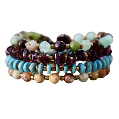 Marama - wikkel armband Evening Sun - ketting - edelstenen - damesarmband - agaat - goud