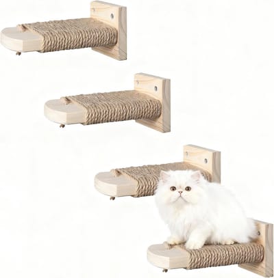 Katten Klimwand - Kattentrap Speelgoed - Katten Actief Houden - 4-in-1 Ontwerp - Max 35 kg - Natuurlijk Hout
