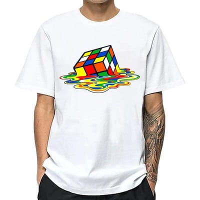 Zomer Mannen T-shirt Magisch Vierkant Print O-hals Voor Mannen T-shirts Casual Cool Hip Hop Korte Mouwen Tops 6XL marineblauwe kleur
