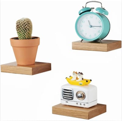 Kleine houten wandplank set van 3 eiken massief houten zwevende planken Plantenrek Kleine natuurlijke wanddecoratie plank Houten wandplank