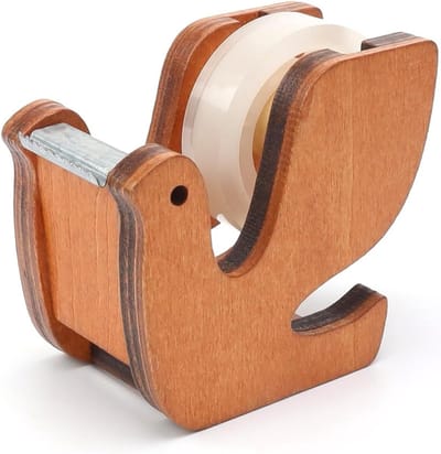 Vintage Lijmtape Dispenser in Duifvorm van Hout, Inclusief 1 Rol Lijmtape - Creatieve DIY Bureau Accessoires voor Kinderen en Volwassenen