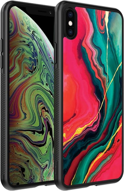 Smartphonica Telefoonhoesje Geschikt voor iPhone X/Xs met Rood Groen Marmer Opdruk - TPU Backcover Case Red Green Marble Design geschikt voor Apple iPhone X/10;Apple iPhone Xs