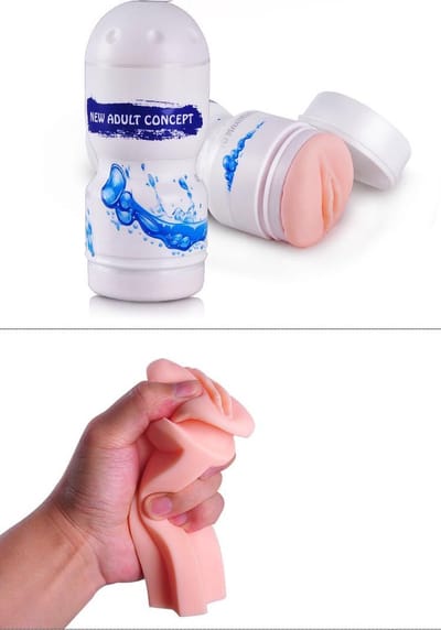 Power Escorts - Masturbator Cup - Kunst Kut - Kunst Vagina - Speeltjes voor Mannen - Pocket Pussy - White blue - BR25 - beige