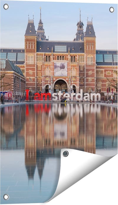 Gards Tuinposter Amsterdam Rijksmuseum - I Amsterdam Tekst - 40x60 cm - Tuindoek - Tuindecoratie - Wanddecoratie buiten - Tuinschilderij