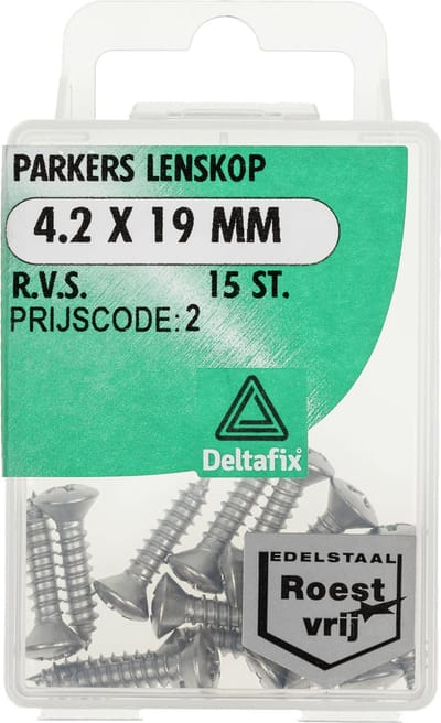 Deltafix parkers 4,2 x 19 mm - RVS A2 - lenskop - Philips - 15 stuks