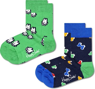 Happy Socks KDDB02-7300 Kids Dog & Dog Bone Socks 2-pack - maat 2-3Y